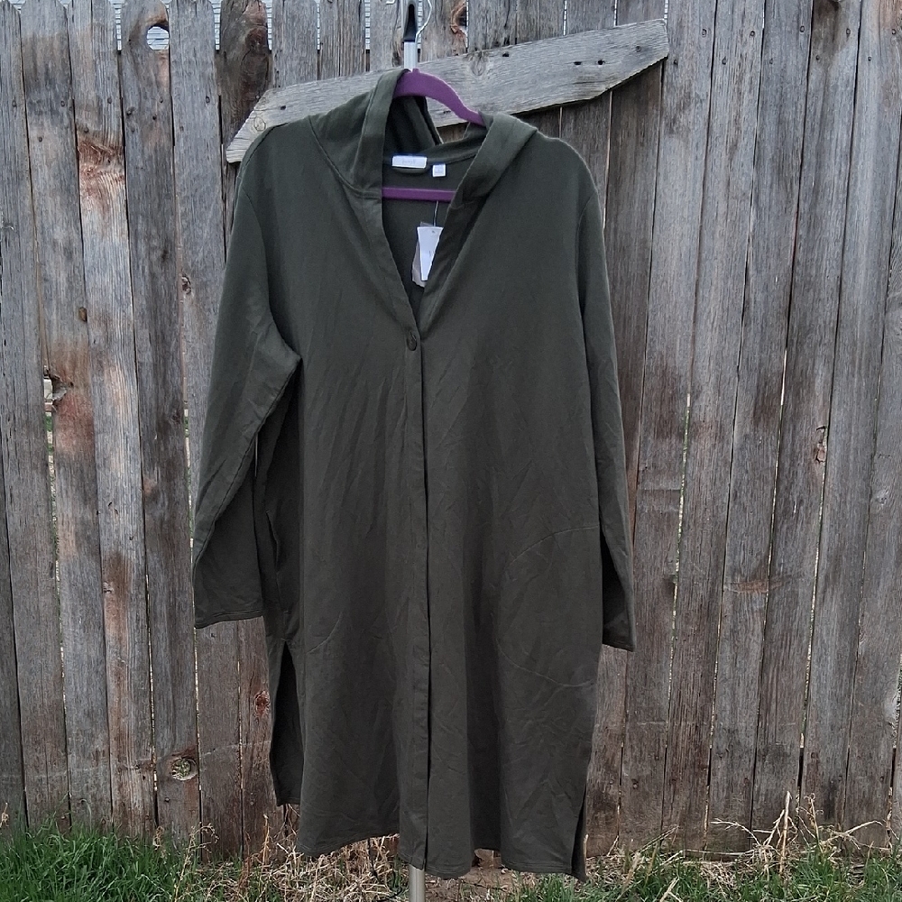 j.jill - NWT purejill 1x Hooded Duster Coat- Peat Moss